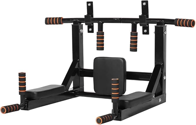 NEWAN Pull Up Bar Wall Mounted Chin Up Bar Multi-Grip Full Body Strength Training Workout Dip Bar,Power Tower Set Support ...