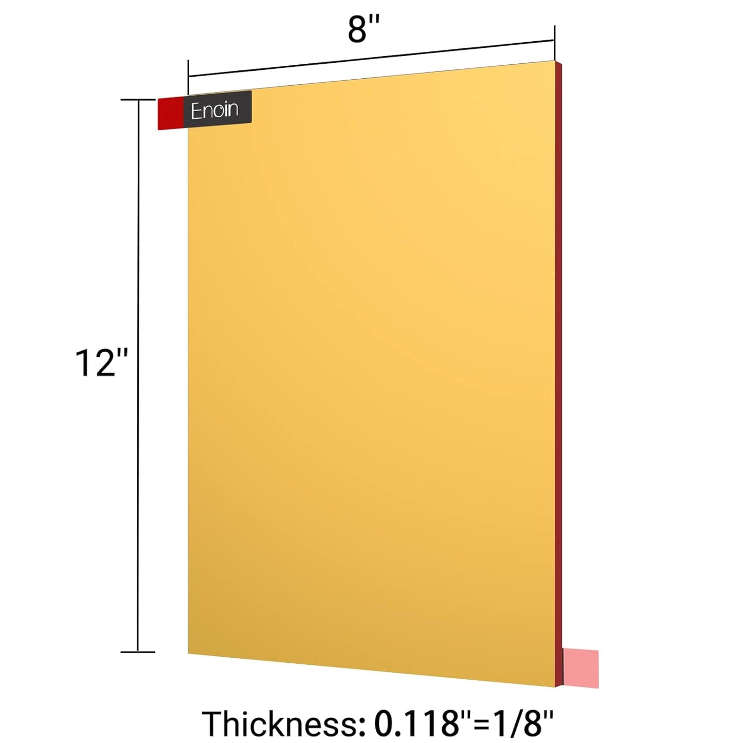 Enoin 2pcs 8 x 12 Inch Gold Acrylic Sheet - Cut to Size Plexiglass Sheets 1/8 inch Thick, Small Wall Mirrors for Wall Decor DIY Craft Acrylic Sign