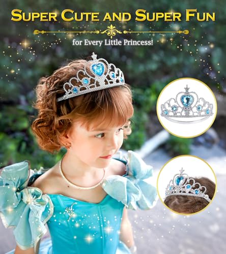 BIBUTY Princess Crown Tiara for Little Girls Princess Dress Up Accessories, 6PCS Princess Tiara Toddler Crown for Kids