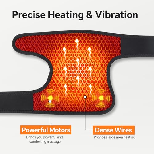 Heated Knee Massager with Heat, Cordless Knee Heating Wrap for Knee Pain Relief, FSA Eligible, 3 Heat & 3 Massage Levels, ...