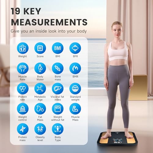 EILISON Smart Bathroom Scale with 4 Electrodes & BIA Technology High-Precision Body Fat Analyzer,Large Color Night Vision ...