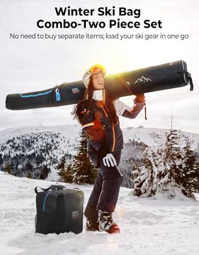 KEMIMOTO Ski Bag and Boot Bag Combo, Snowboard Bag Padded Ski Bags for Air Travel, Snow Ski Bags Fit Skis Up to 200cm, Ski...