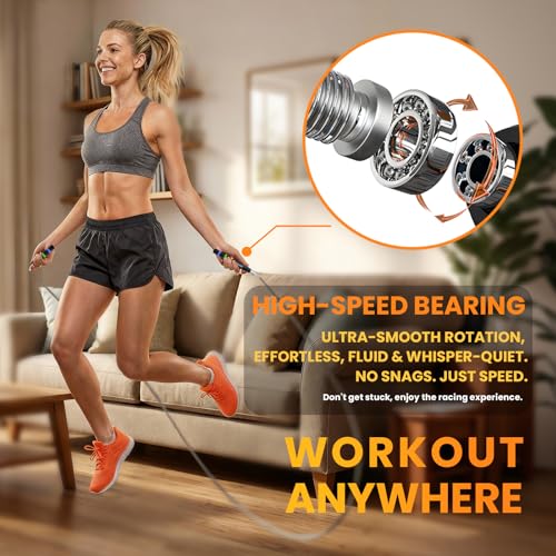Letskiip Speed Jump Rope for CrossFit & Boxing - Secure Self-Locking Adjustable Skipping Rope for Men & Women - Anti-Slip ...