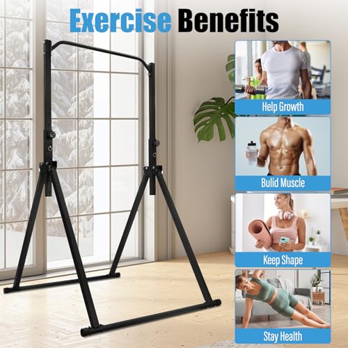 Foldable Pull Up Bar, Power Tower Workout Dip Station Height Adjustable Pull Up Bar for Home, Multifunction Fitness Tower ...