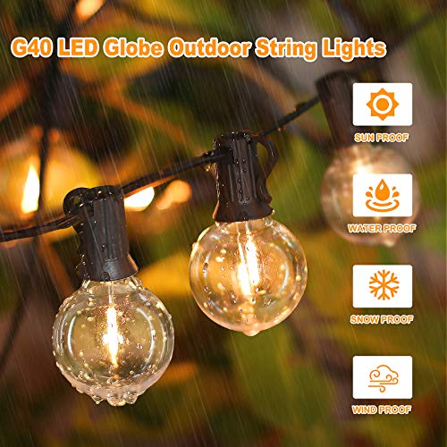 100ft 2-Pack Outdoor G40 LED Globe String Lights Dimmable Waterproof Shatterproof Light Strings with 52 Bulbs Connectable ...