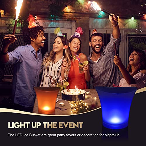 Lounsweer 6 Pcs LED Ice Bucket 5l Large Capacity Drink Buckets for Party Colorful Drink Containers Bulk with Lights for Ho...