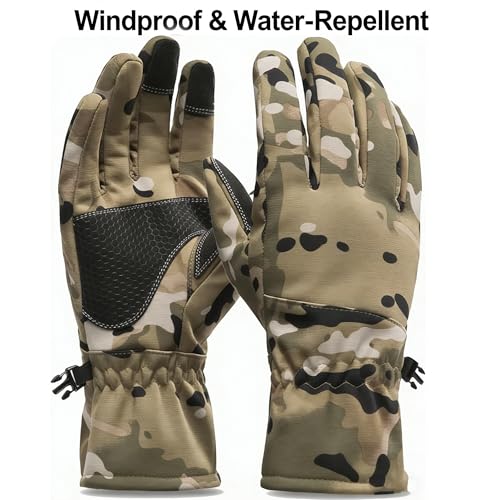 CLeemuziN Men Winter Cold Weather Gloves Water-Repellent Windproof Ski-Snow-Gloves-Mittens Camo/Solid Thermal-lined-Mittens