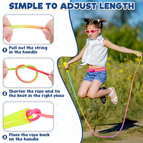 ZATAYE Kids Jump Rope, Colorful Gradient Nylon Skipping Ropes for Children, 7.55FT Adjustable Length, Plastic Handles, Lig...