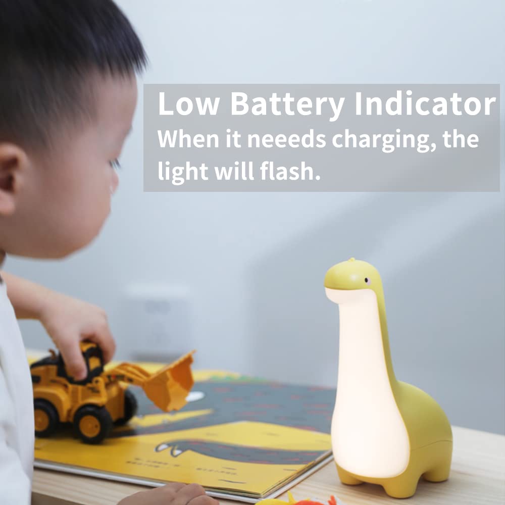 ipalmay Dinosaur Night Light, USB Rechargeable Touch Control Lamp, Blue, Cute for Kids, Adjustable Bedside Decor