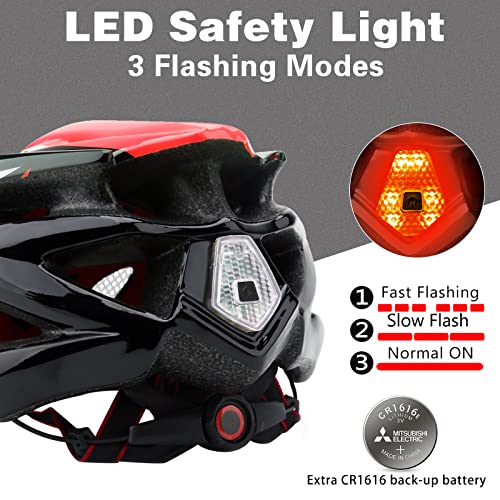 Basecamp Bike Helmet for Women Men with LED Safety Light Removable Sun Visor Lightweight Bicycle Helmet Adjustable Breatha...