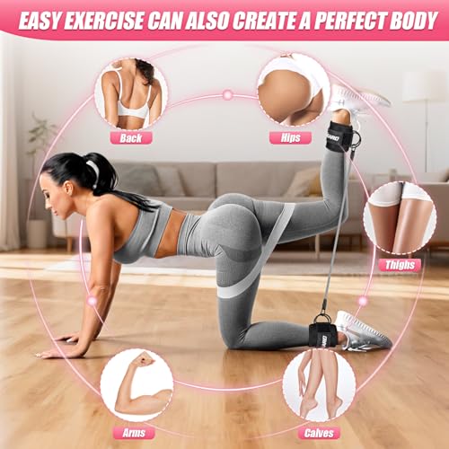 Ankle Resistance Bands with Cuffs, Resistance Bands Set for Working Out, Leg and Glute Exercise Bands – Home Gym Workout E...
