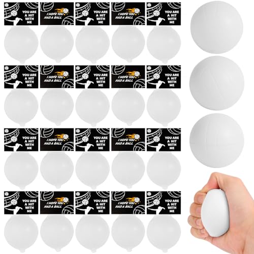 LiYiQ 24Pcs Volleyball Party Favors 2.36 Inch Volleyball Stress Balls Volleyball Birthday Favors Foam Volleyball Birthday ...