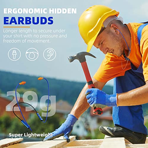 Cuzabe Ear Plugs Bluetooth Headphones for Work, Neckband Wireless Earbuds, Noise Reduction in-Ear Earphones with Mic and C...