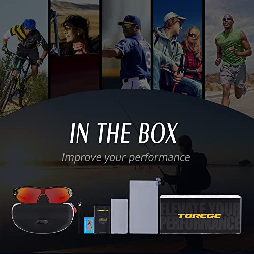TOREGE Polarized Sports Sunglasses for Men Women Cycling Running Driving Fishing Glasses TR002