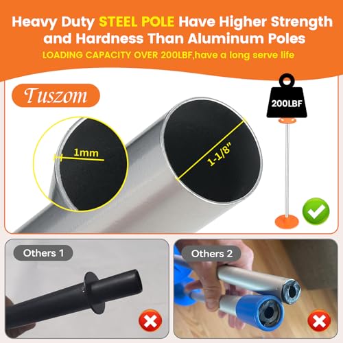 Tuszom 2 Pack Adjustable 1-1/8" D Load-Bearing Steel Boat Cover Support Pole System with Anti-UV Straps, Storage Bag and ...