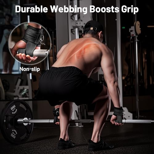 MANUEKLEAR Non-Slip Wrist Straps for Weightlifting Deadlifting, Gym Lifting Straps with D Rings for Cable Machine Workout,...