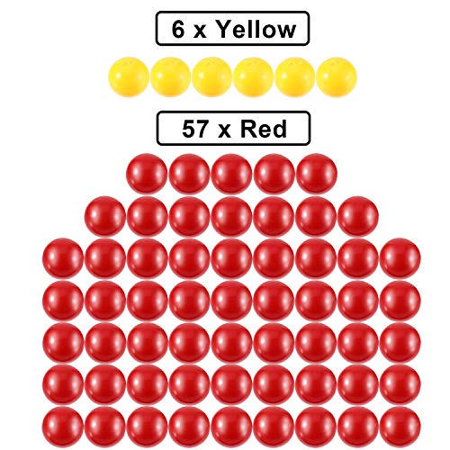 Gejoy 63 Pieces Game Replacement Marbles 3 Set Game Replacement Balls Compatible with Hungry Hippos, 57 Red and 6 Yellow B...