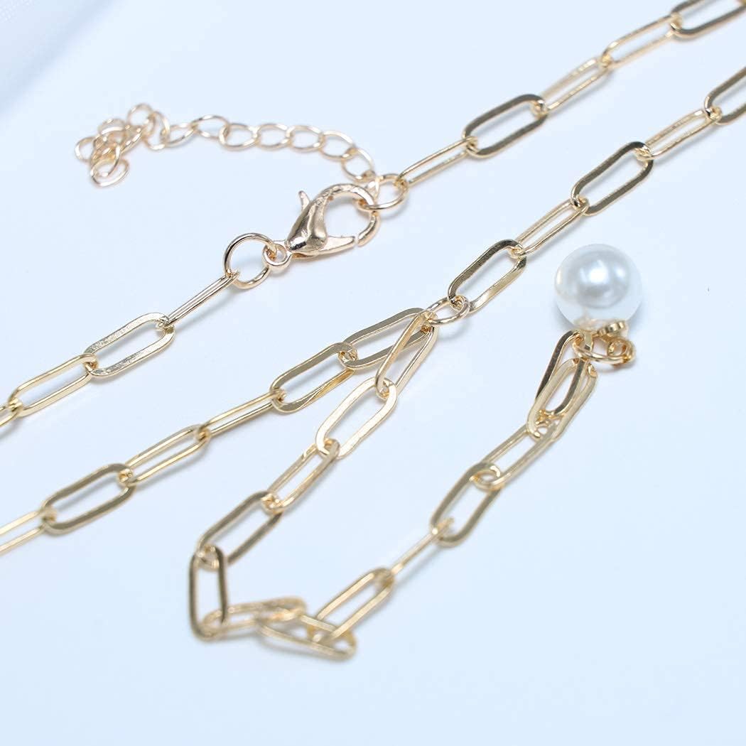 Boho Long Pearl Necklace Gold Lariat Y Necklace Choker Pearl Pendant Necklace Vintage Minimalist Necklace Chain Jewelry for Women and Girls
