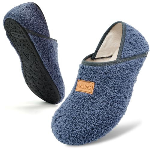 ANLUKE Slipper for Women Men Slipper Socks Fuzzy House Shoes Rubber Sole Slip On Soft-Lightweight Non Slip Indoor/Outdoor