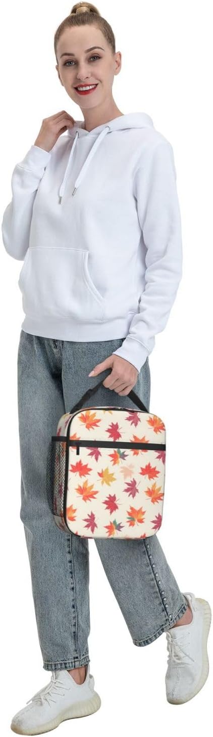 Maple Leaf Lunch Box for Women Kids Girls Insulated Lunch Bag Lunchbox Adults Lunch Tote Bags Reusable Cooler for Work Office School Picnic Travel