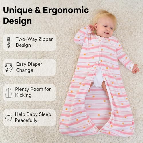 Unnivoll Fleece Baby Sleep Sack 18-24 Months Long Sleeve 1.0 Tog Baby Wearable Blanket Microfleece Sleeping Sack with 2-Wa...