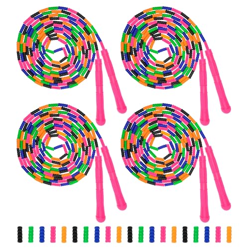 Coolrunner 16 FT Long Jump Rope(4 PACK), Double Dutch Jump Ropes Soft Beaded Skipping for Kids Adults Plastic Segmented Lo...