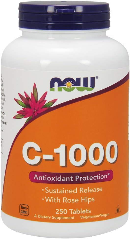 NOW Supplements, Vitamin C-1,000 with Rose HIPS, Sustained Release, Antioxidant Protection*, 250 Tablets & Supplements, Magnesium 400 mg, Enzyme Function*, Nervous System Support*, 180 Veg Capsules