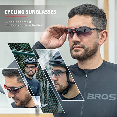 ROCKBROS Photochromic Sports Sunglasses Mens Pickleball Glasses Cycling Glasses MTB Sunglasses, with Removable Elasctic Band