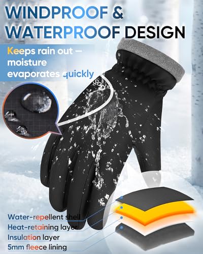 GoSkala Winter Gloves for Women Men, Waterproof and Warm, Sensitive Touch Gloves for Cycling Running Working Outdoor Activ...