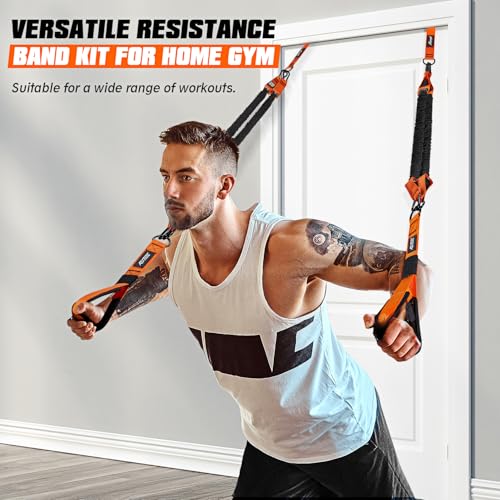 KUTIZE Resistance Bands, Exercise Bands with Handles, Door Anchor, Heavy-Duty Tricep Workout Equipment for Pushdowns, Bice...