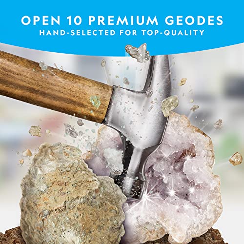 National Geographic Break Open 10 Premium Geodes – Includes Goggles & 2 Display Stands - Great STEM Science Kit, Geology G...