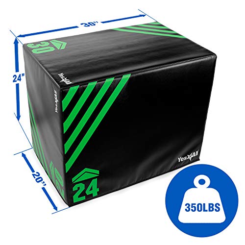 Yes4All 3 in 1 Foam Plyometric Jump Box for Training & Conditioning - Plyo Jump Box for Fitness Workout Exercise