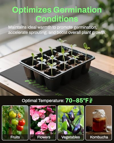 BN-LINK Durable Seedling Heat Mat for Seed Starting 10" x 20.75", 2 Pack Waterproof Warming Mat Plant Heating Pad for Seed...
