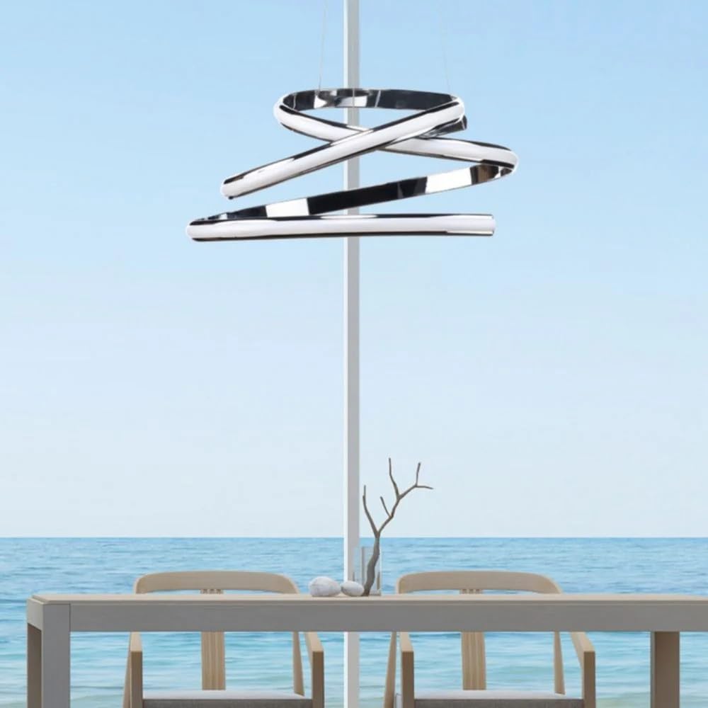 Finesse Decor Oslo LED Chandelier, Chrome Metal, Adjustable Modern Design for Bedroom, Dining Room, Living Room, Model CH-015