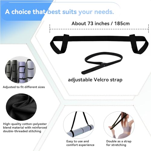 Cidkoth Adjustable Yoga Mat Strap Carrier, Thick Wide Yoga Mat Holder with Hook-and-loop fastener for yoga enthusiast, Tra...