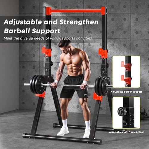 SogesHome Power Tower Dip Station Pull Up Bar for Home Gym, Adjustable & Foldable Multifunction Fitness Workout Station wi...