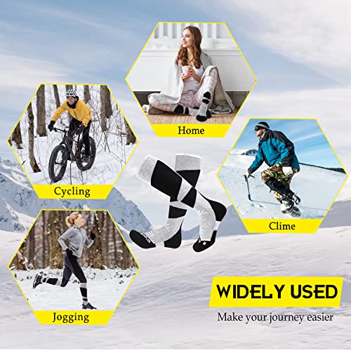 MORXPLOR Merino Wool Ski Socks 2 Pairs Pack for Men&Women,Skiing and Snowboarding Knee High Warm Socks for Cold Weather