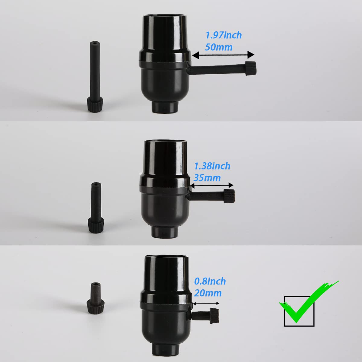 Venforze Lamp Switch Replacement - 4 Black Knobs, 20Mm, Model Lsr-1