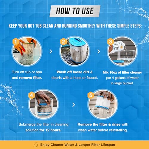 ACTIVE Spa Hot Tub Filter Cleaner - 32oz (2-4 Uses) Cleaning Soaking Solution, Hot Tubs & Pool Cartridge Cleaner, Natural ...