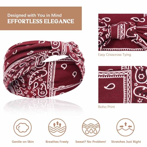 Awumbuk Wide Headbands for Women Knotted No Slip Head Bands Soft Turban Headband Hair Accessories Boho African Solid Color...