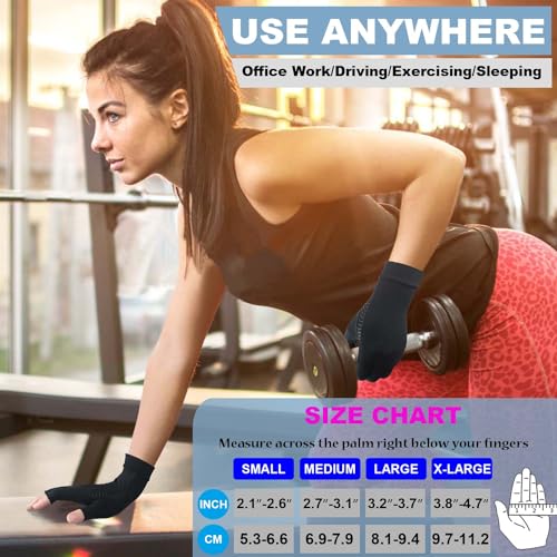 TIZHJOZI 2 Pairs Copper Arthritis Compression Gloves for Rheumatoid, Osteoarthritis, Carpal Tunnel Pain Relief, Compressio...
