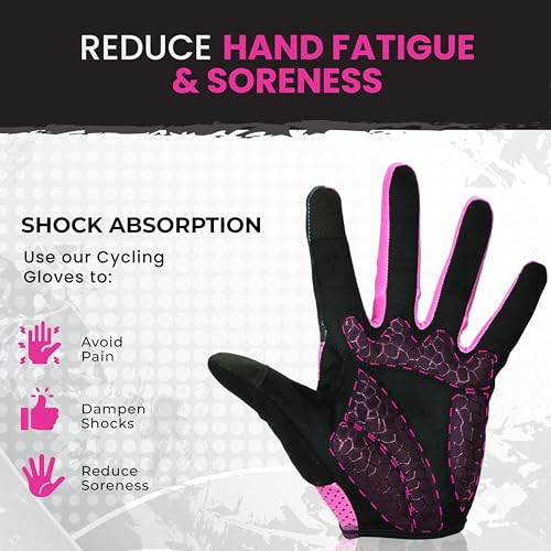 LuxoBike Bike Gloves for Men Women with Anti-Slip Shock-Absorbing Riding Pad, Light Weight Full Finger Cycling Gloves Touc...