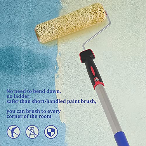 FLY HAWK Paint Roller,4 FT Brush kit Multi-Function Paint Roller kit with House Paint Roller Brush Stainless Steel Pole, N...