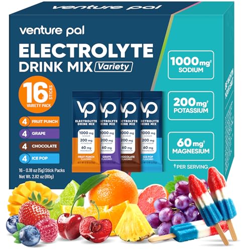 Venture Pal High Sodium Electrolyte Powder Packets | Sugar Free Hydration Drink Mix with Sodium, Potassium, Magnesium & Vi...