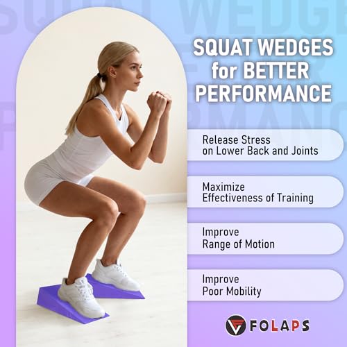 Folaps Squat Wedge with Step-by-Step Guide: 15-Degree Non-Slip Blocks for Deep Squats Lower Body Exercises - Improve Stren...