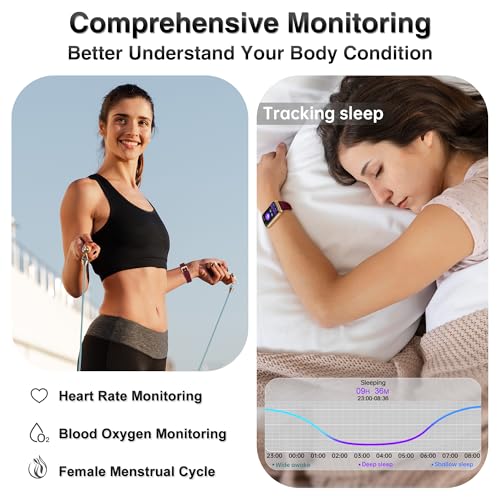 Fitness Tracker, Smart Watches for Women Men with 24/7 Heart Rate/Blood Pressure/Blood Oxygen Monitor, Sleep Tracker, Calo...