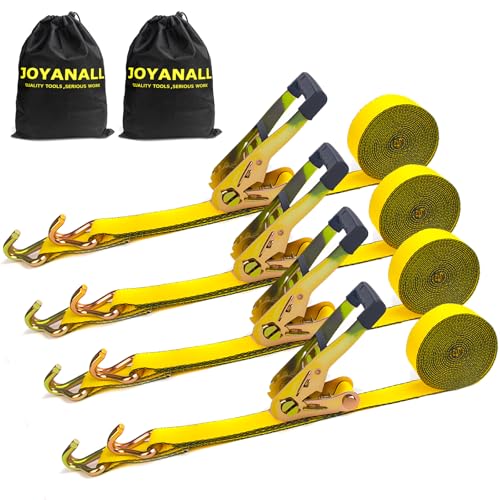 2 Inch Ratchet Straps Heavy Duty，20ft Tie Down Straps Ratchet with Double J Hook, 10000lbs Break Strength, Cargo Ratchet S...