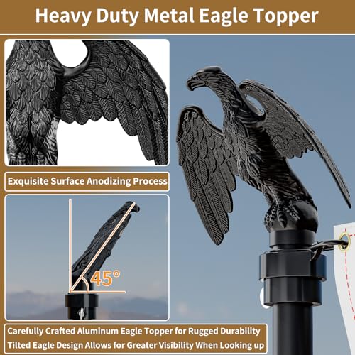 8 FT Indoor Flag Pole and Stand, Heavy Duty Indoor Flag Pole Kit with Weighted & Thickened Base, Eagle Topper, 3x5 FT Amer...