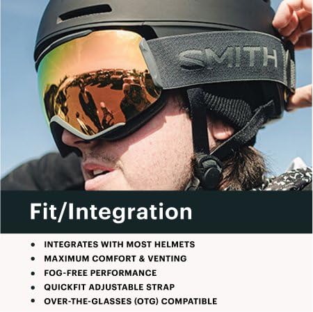 SMITH Reason OTG Snow Goggles – Adult Ski & Snowboarding Goggles with Carbonic-X Lens & 100% UV Protection – for Men & Women