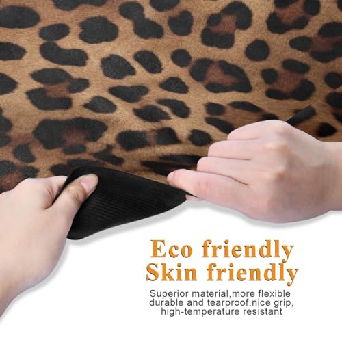 Leopard Print Yoga Mat Non Slip Natural Rubber Fitness Exercise Mat for Home Workout Gym Stretching Pilates Mats with Carr...